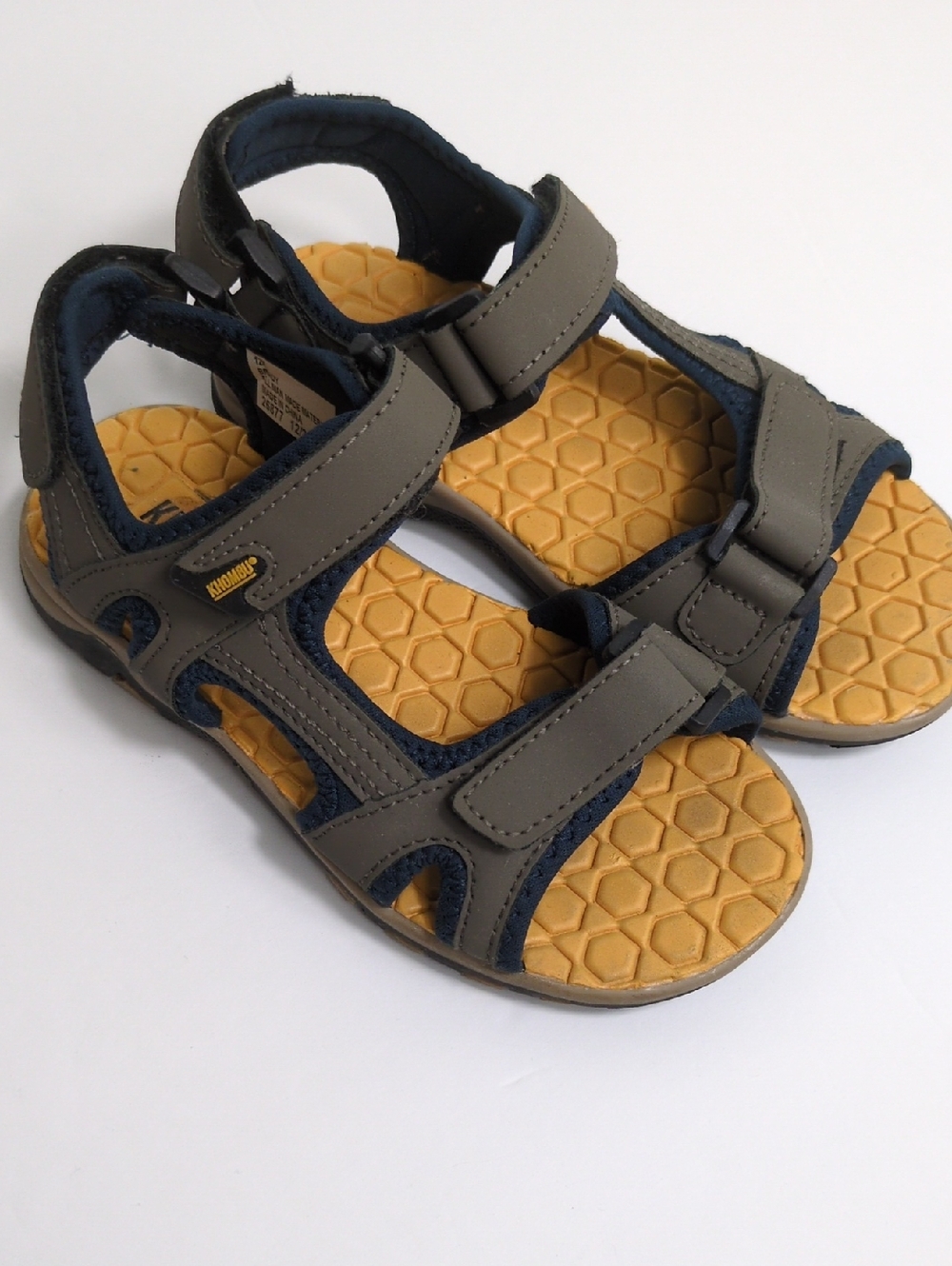 Khombu Brady Boy's Sandals, Size 12 - Navy, Taupe, Yellow